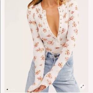 Free People One of the Girls Floral Henley, NWT